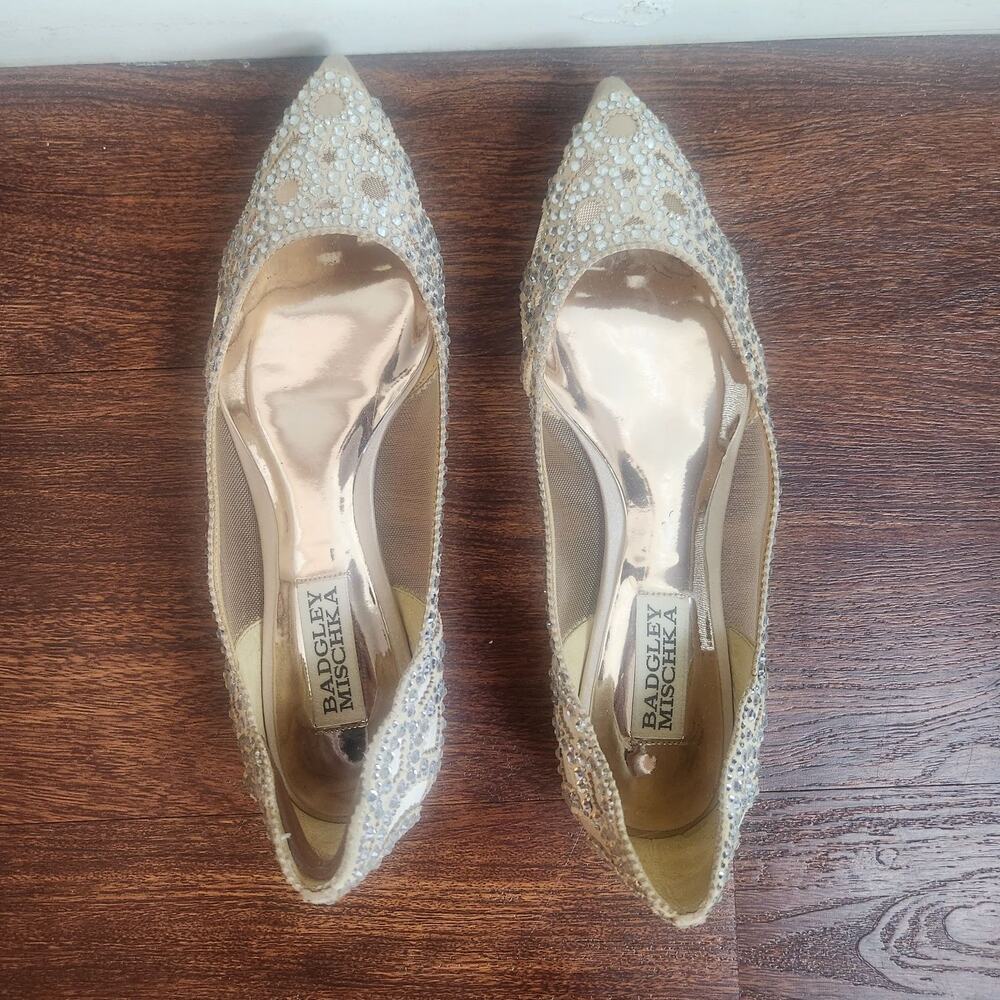 BHLDN Badgley Mischka Gigi Ballet Slippers Bridal Sparkly Pointed Toe, Size 5 - Picture 10 of 10
